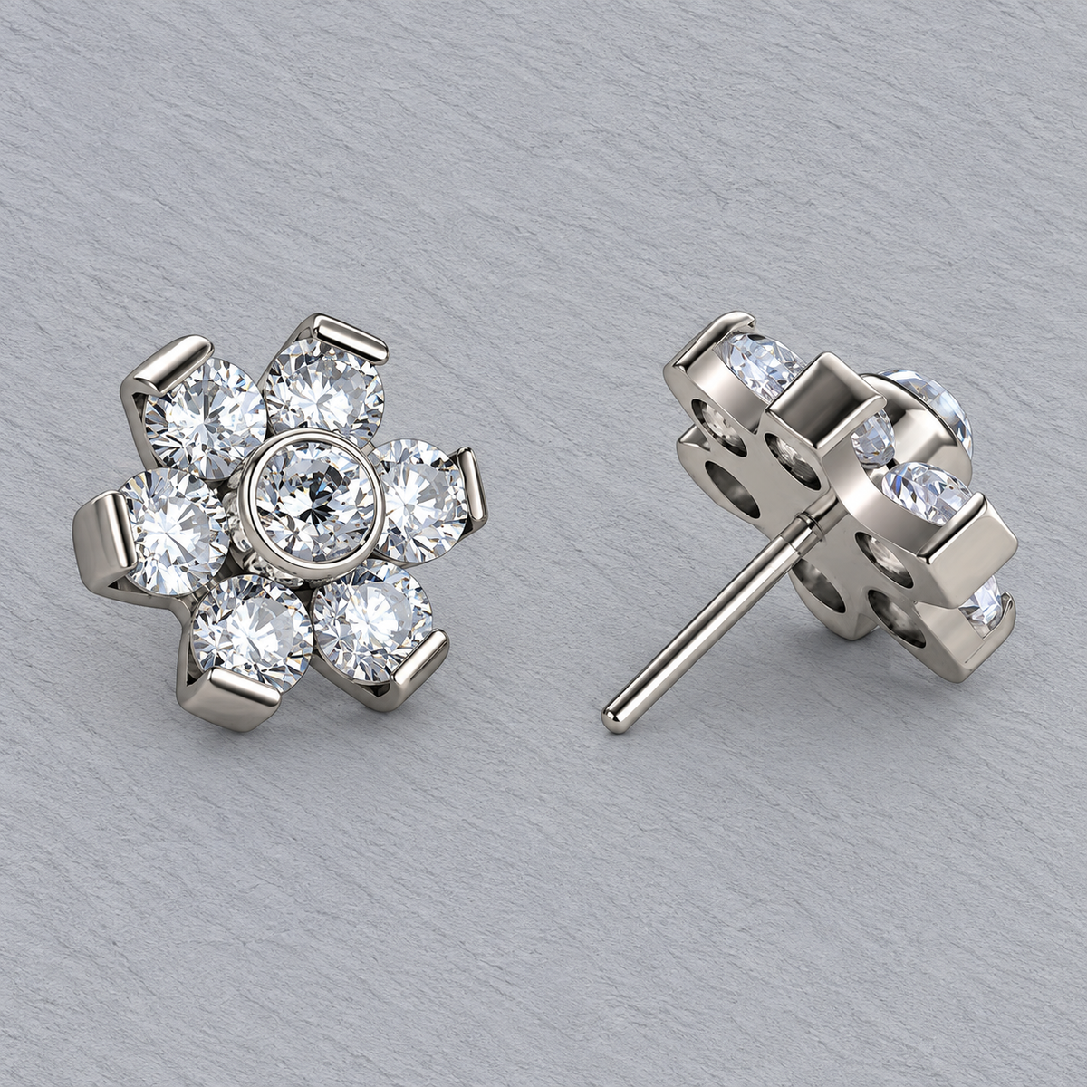Flower Threadless End in titanium, AB, 5 mm