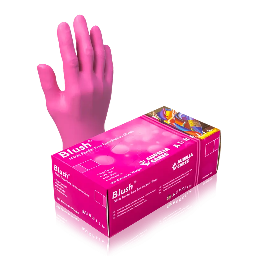 Aurelia Blush Pink Powder-Free Nitrile Gloves (Box of 200 gloves)