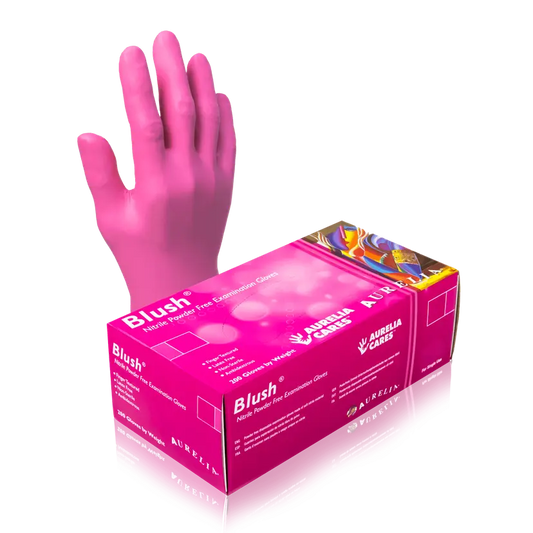 Aurelia Blush Pink Powder-Free Nitrile Gloves (Box of 200 gloves)