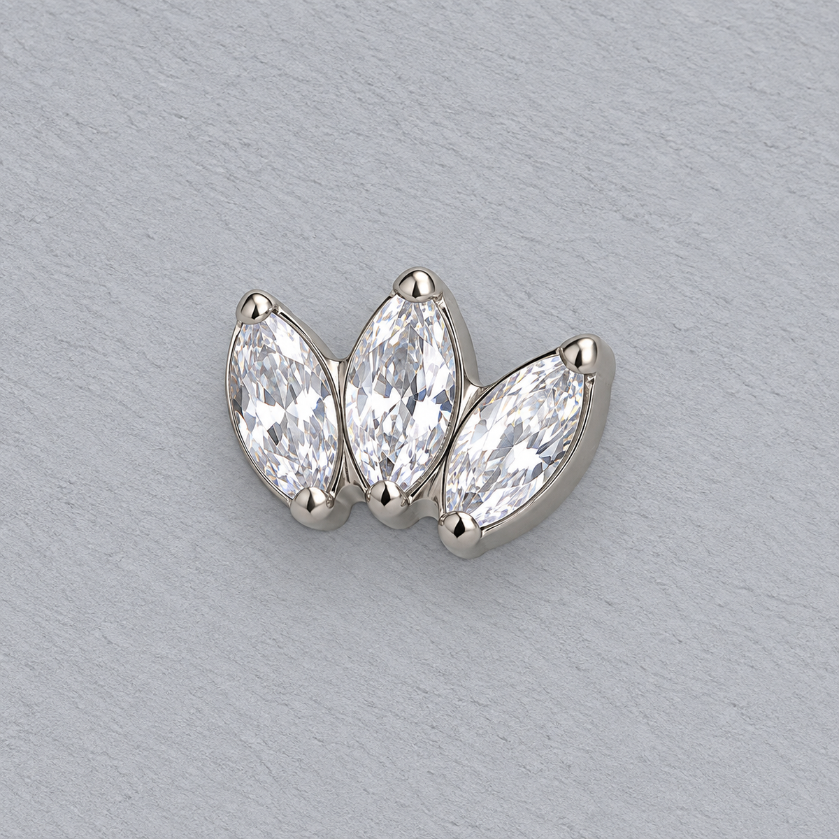 Three-Marquise Fan Threadless End in titanium