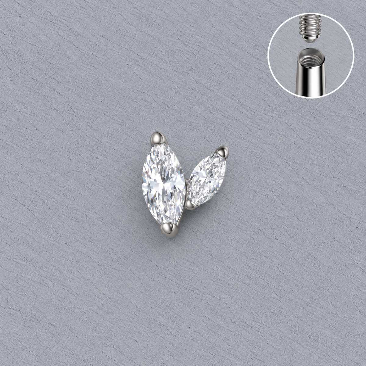 Marquise Duo Internally Threaded End in titanium
