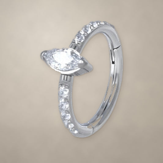 Marquise accent titanium clicker ring