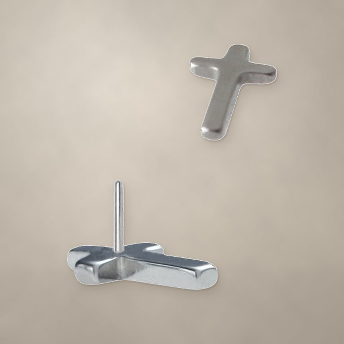 Cross threadless end in titanium (4.2 mm), shown from two angles
