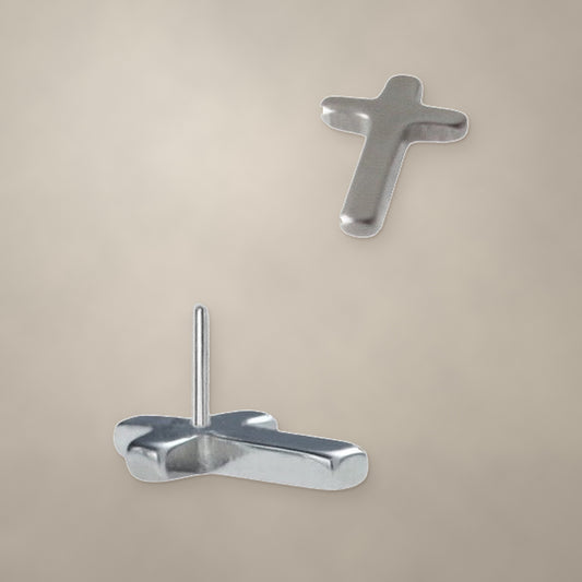 Cross threadless end in titanium (4.2 mm), shown from two angles