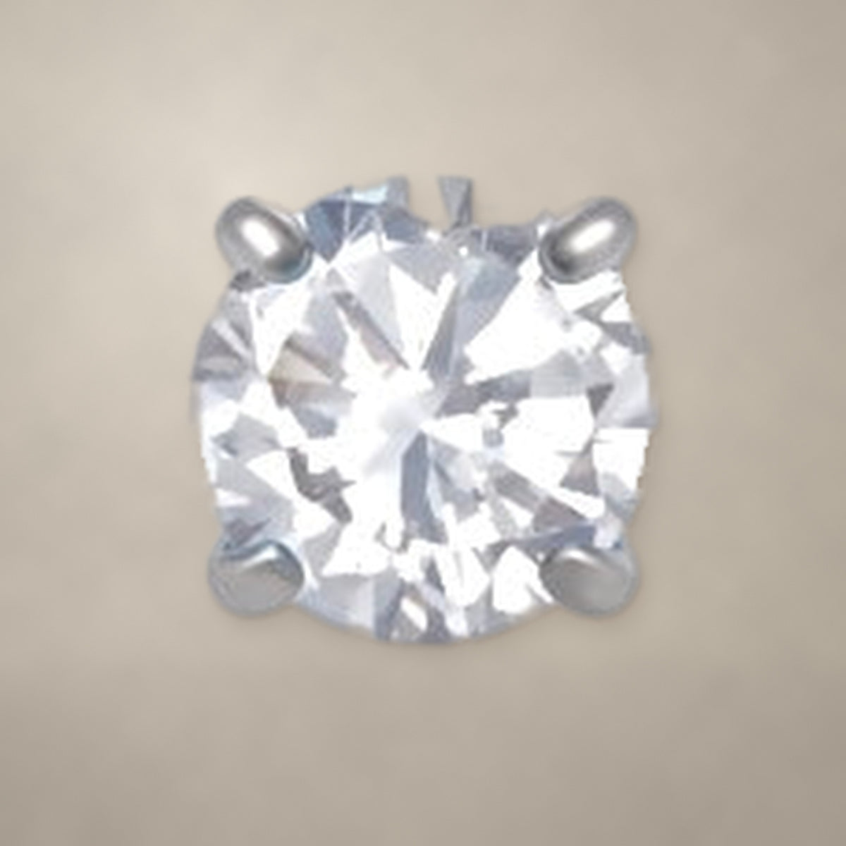 Round prong-set CZ internally threaded end in titanium