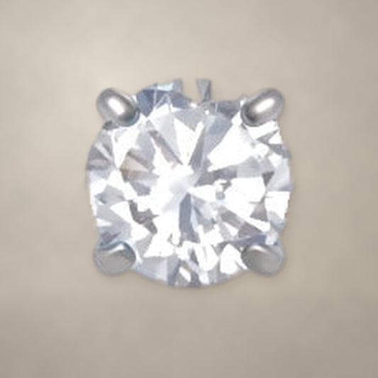 Round prong-set CZ internally threaded end in titanium