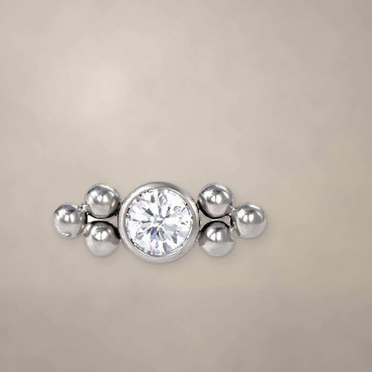Round stone and bead clusters internally threaded end in titanium