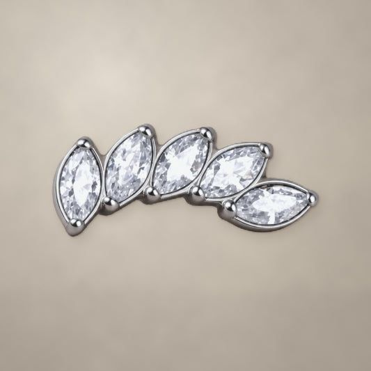 Five-marquise arc internally threaded end in titanium