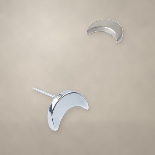 Crescent threadless end in titanium, shown from two angles