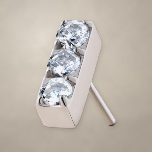 Three-stone bar threadless end in titanium