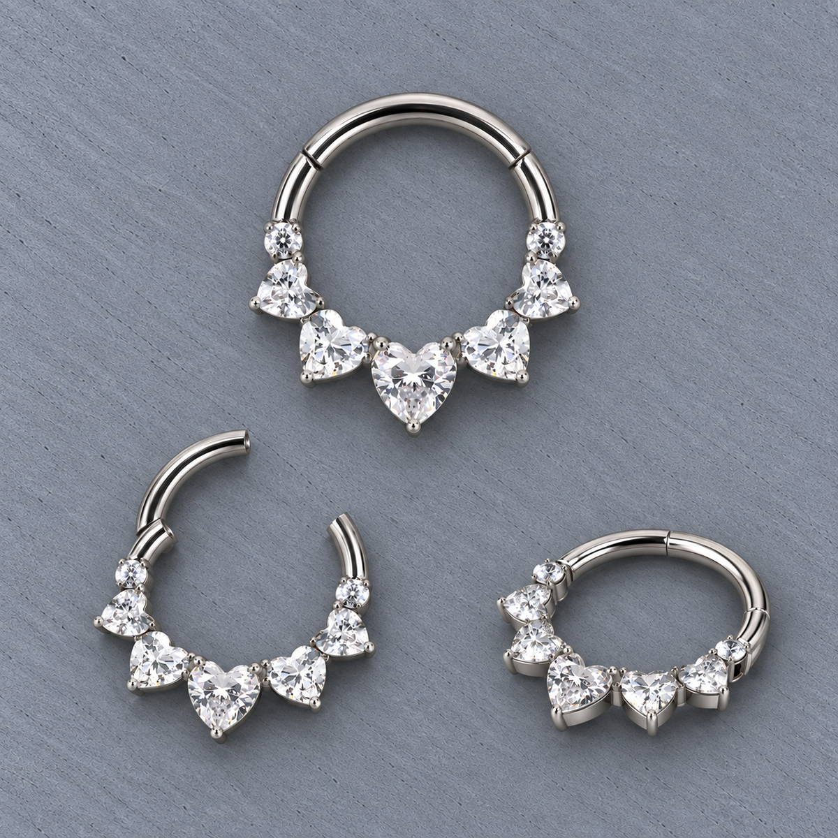 Heart Garland Titanium Clicker Ring, 8 mm