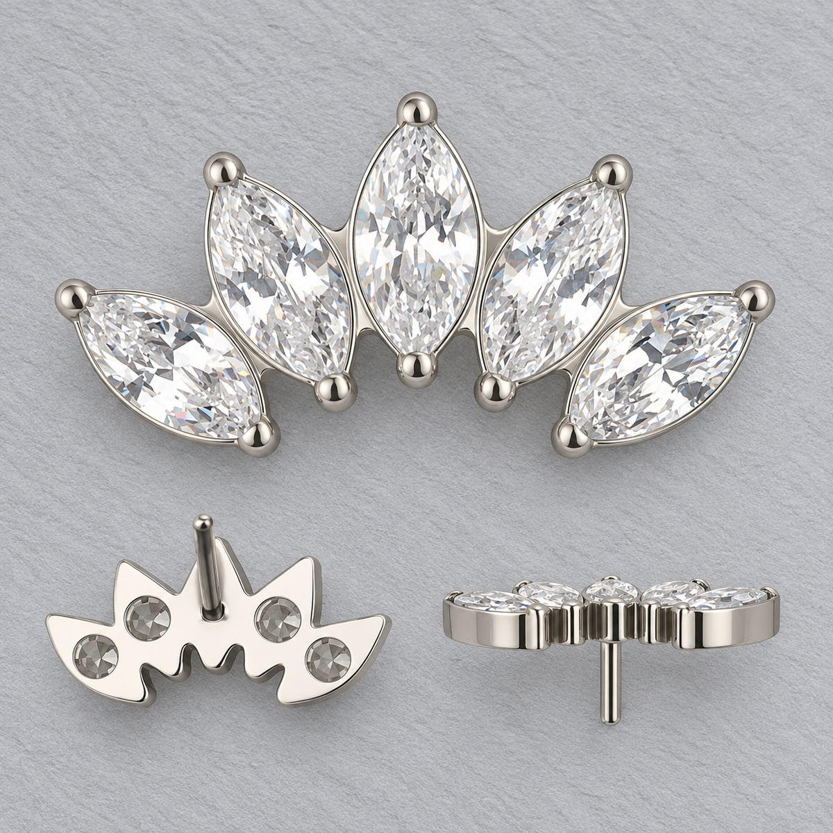 Five-Marquise Crown Threadless End in titanium